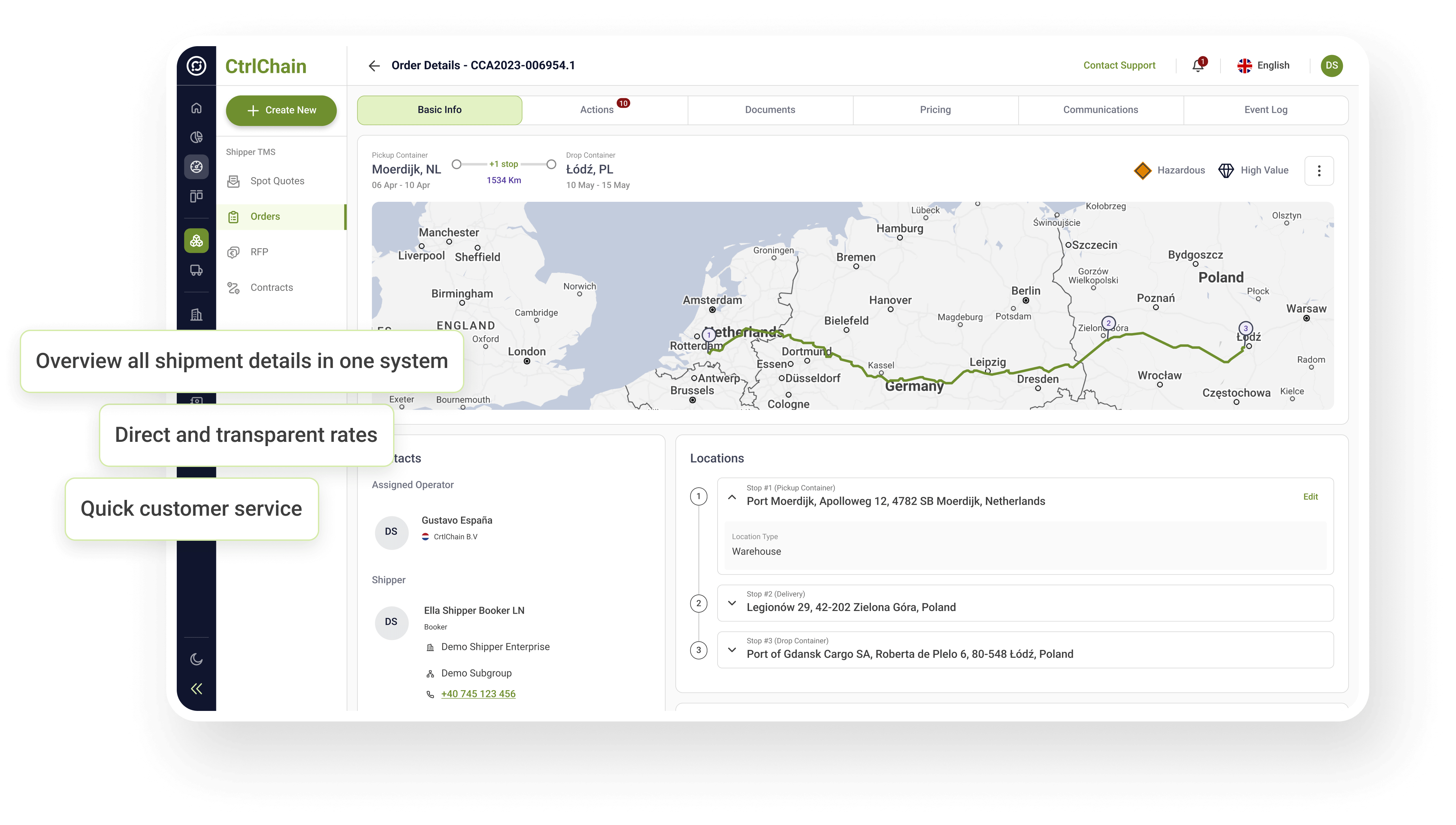 Screenshot of the booking system